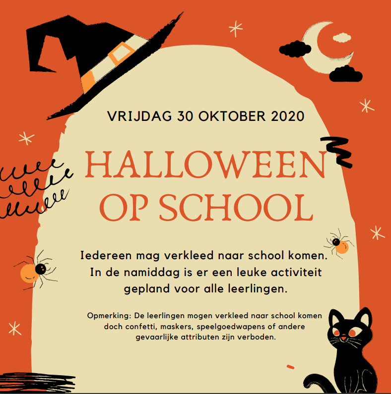 Halloween op school vrijdag 30 oktober 2020